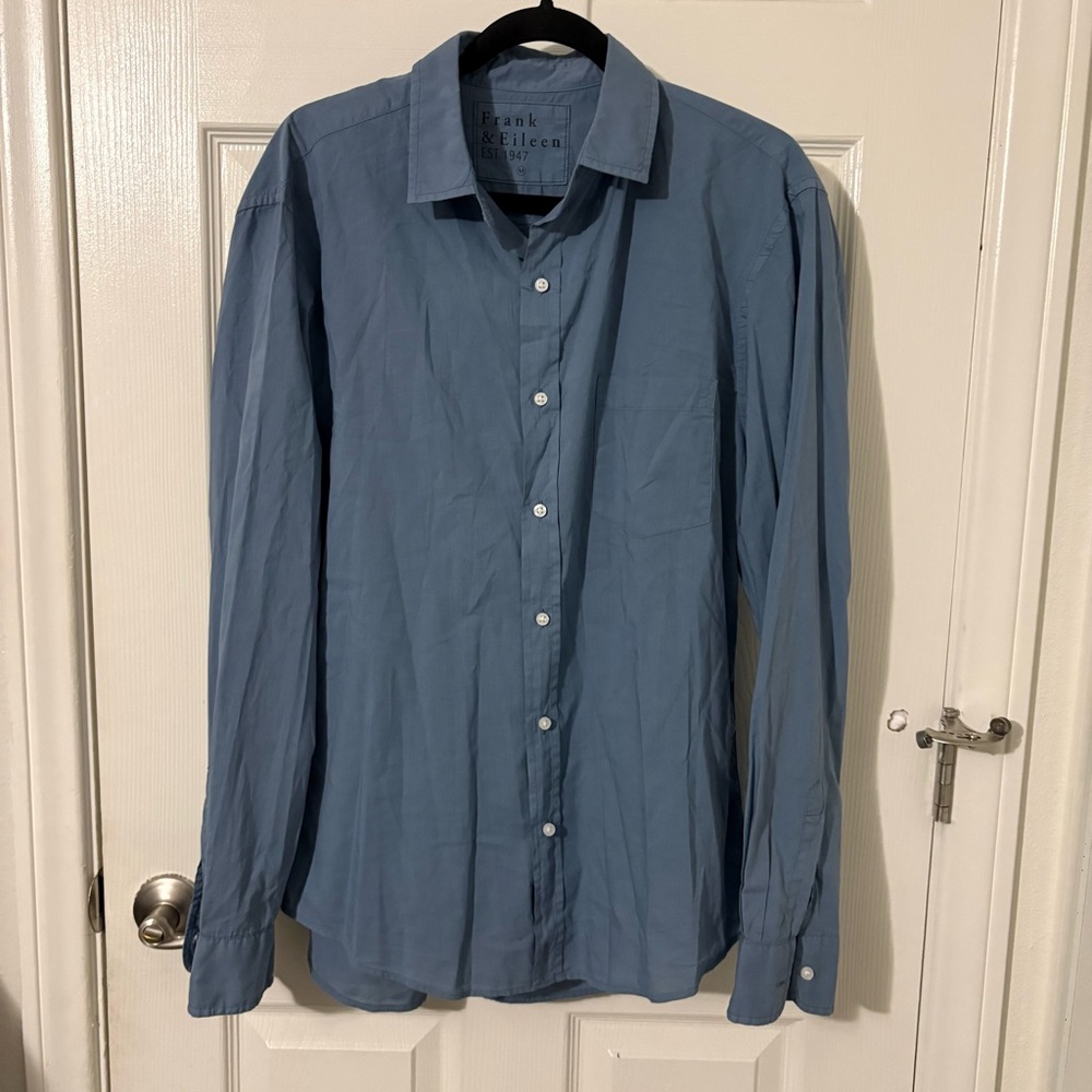 Frank And Eileen Luke Blue Button Up Cotton Shirt Medium